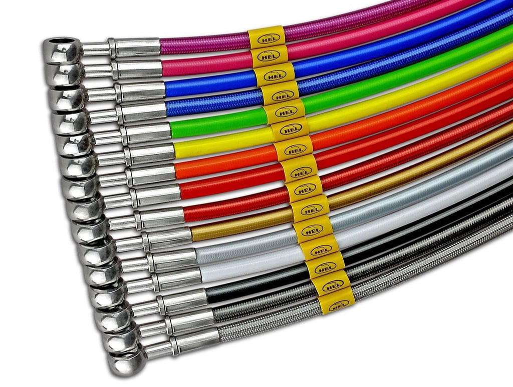 Braided brake hoses in various colours